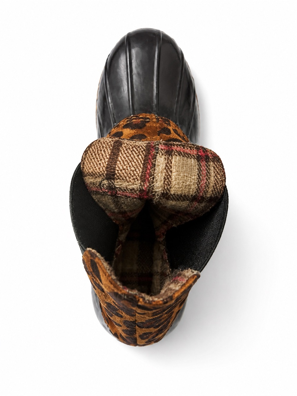 Leopard-Print Duck Rain Boots for Women - Black & Brown - Picture 2 of 3